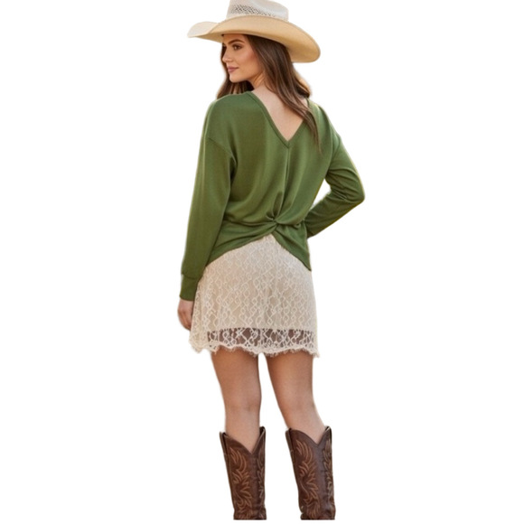 CAbi Tops - CAbi Reversible Ling Sleeve Green Top NWT